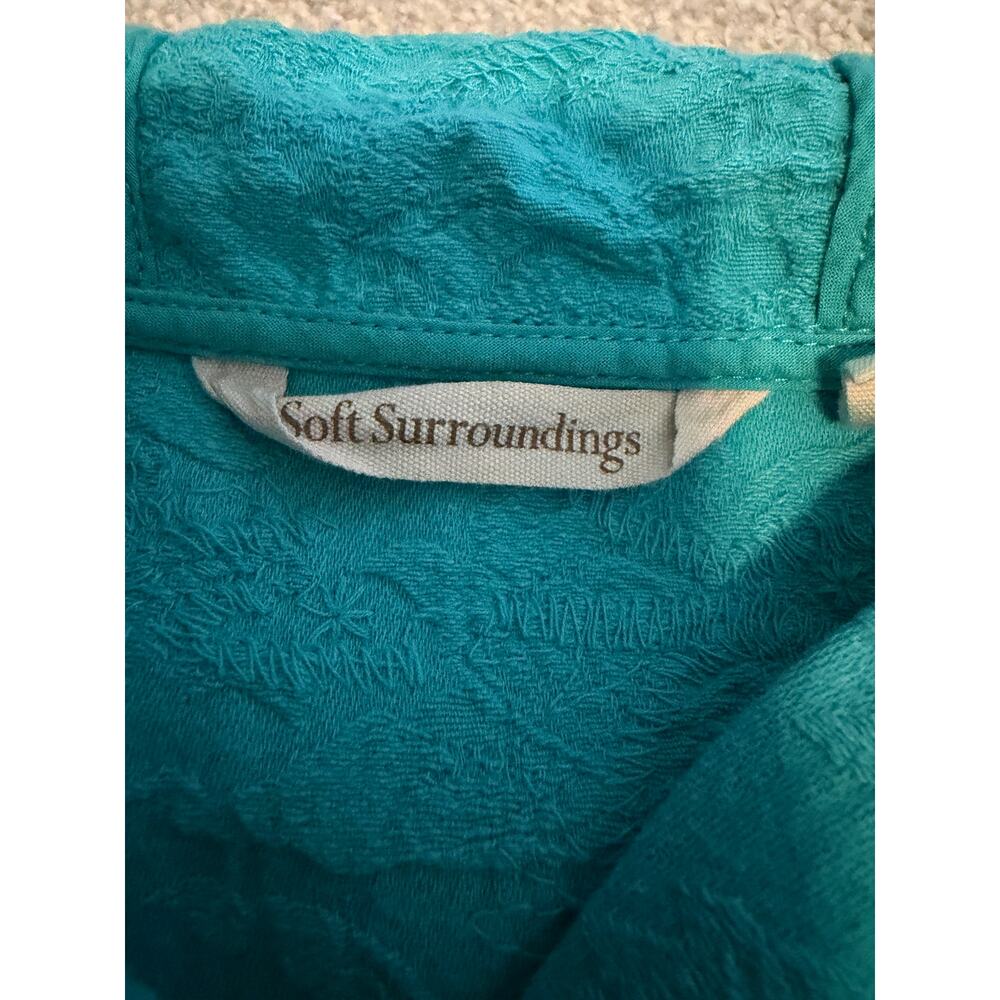 Soft Surroundings Turquoise Blue Hoodie Sweatshirt w/ Pockets, Size PL - Picture 5 of 9